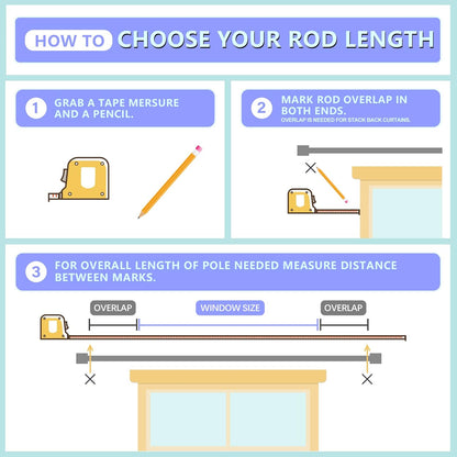 Byondeth Adjustable Curtain Rods - 16 to 200 Inches, 1 Inch Diameter, Brushed Nickel Finish