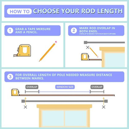 Byondeth Curtain Rod - Adjustable 16 to 170 Inches | 1 Inch Diameter with Aluminum End Cap, White