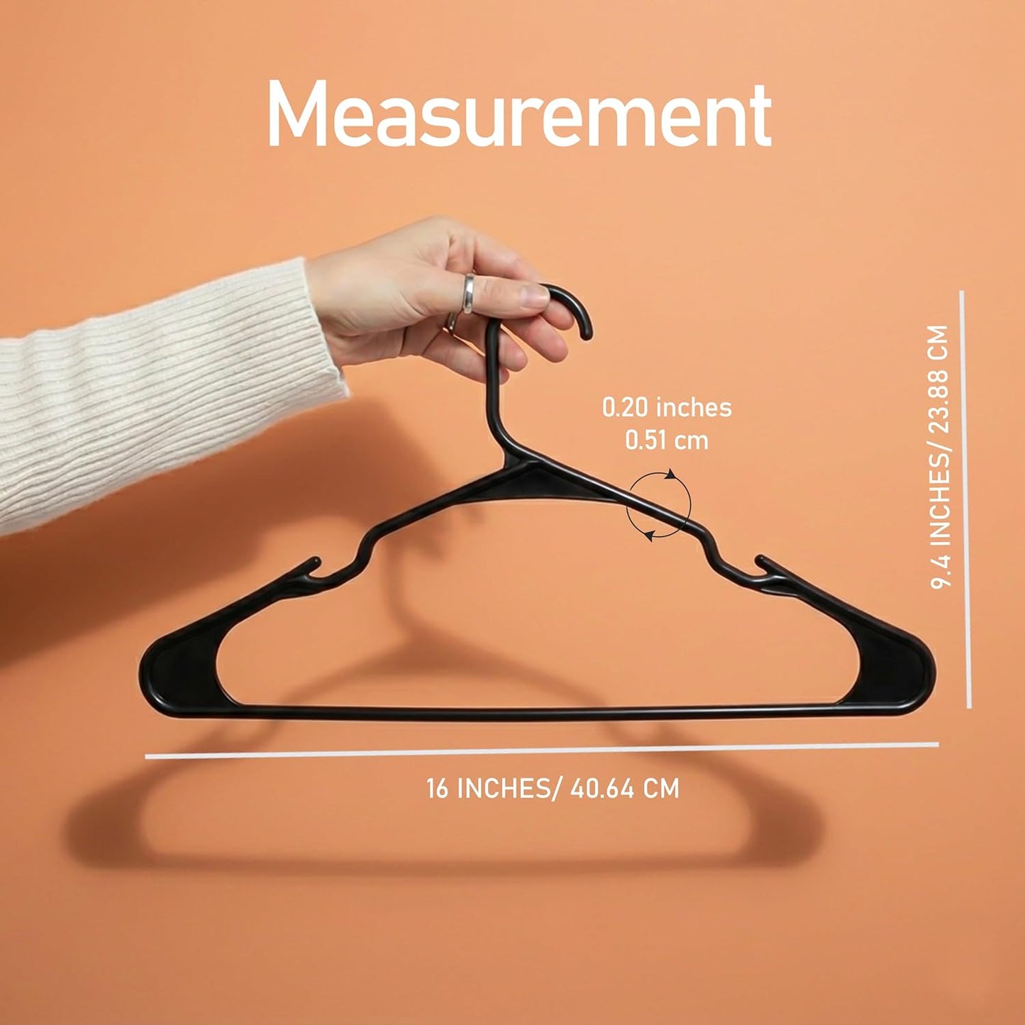 Utopia Home Plastic Hangers 100 Pack - Durable Space-Saving Clothes Hangers - Black Closet Organizers