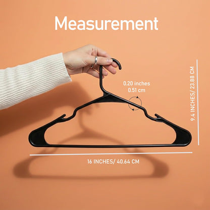 Utopia Home Plastic Hangers 100 Pack - Durable Space-Saving Clothes Hangers - Black Closet Organizers