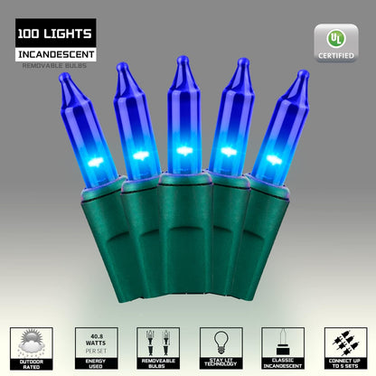 100LIGHTS Blue Extra-Bright Mini String Lights - Waterproof 5.98m Set for Holiday & Party Decor
