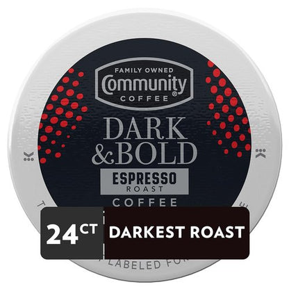 Community Coffee Dark & Bold Espresso Roast Pods - 24 Count Compatible with Keurig 2.0
