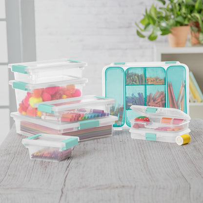 Sterilite Clip Box Set - Stackable Clear Plastic Bins with Latching Lids | Small Storage for Arts, Crafts & Office Organization