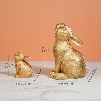 Skiennix Easter Rabbit Resin Statues - Charming Large & Small Outdoor Sculptures | Unique Gold Decor