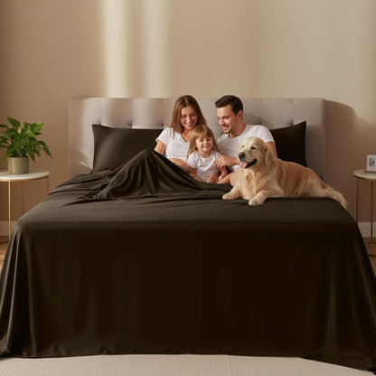 Utopia Bedding Full Size Sheet Set - Soft, Breathable Microfiber | 4-Piece in Brown, Oeko-Tex Certified