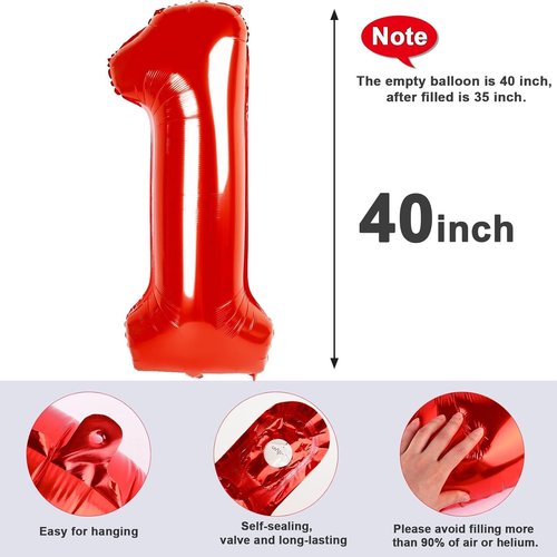 23 Balloon Numbers - 40 Inch Big Foil Birthday Balloons for Women | Red 23rd Celebration Decor