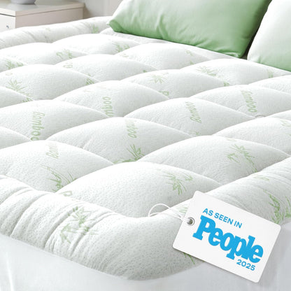 Skiennix Ultra Soft Twin Size Mattress Topper - Bamboo Viscose Pillow Top for Full Body Support | Naturally Cooling, Green