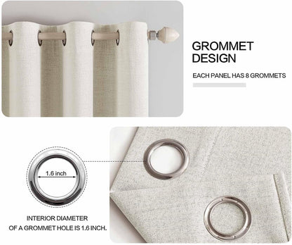MIULEE Linen Texture Curtains - 100% Blackout Thermal Insulated Drapes | Beige, 52x108 Inch (2 Panels)