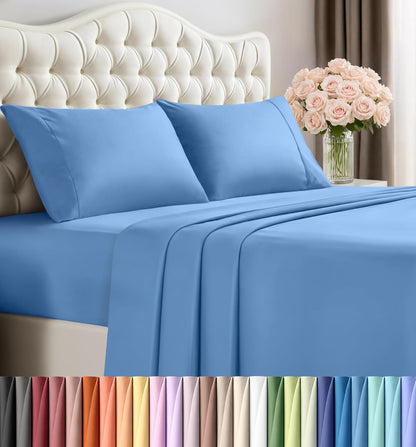 Utopia Bedding Queen Size Sheet Set - Soft, Breathable Microfiber - 4 Pieces in Dutch Blue
