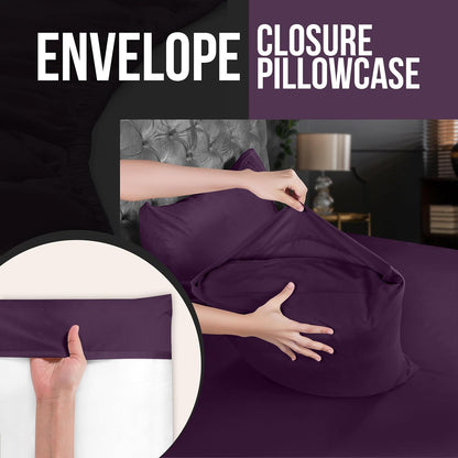 Utopia Bedding King Pillow Cases - Soft Brushed Microfiber - 4 Pack, 20 X 40 Inches, Purple