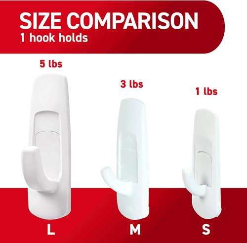 Command Large Utility Hooks - 14 Hooks & 24 Strips for Damage-Free Organization