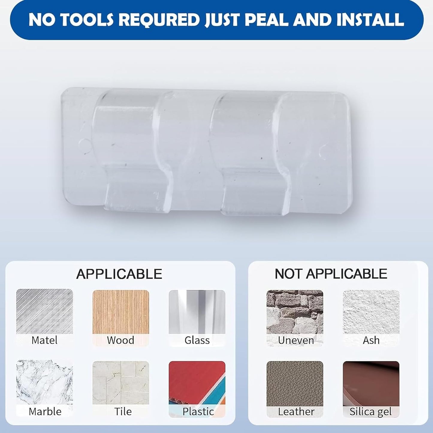 TW SHINE Heavy Duty Hooks for Outdoor String Lights - 60 Pack Clear Clips with Waterproof Adhesive