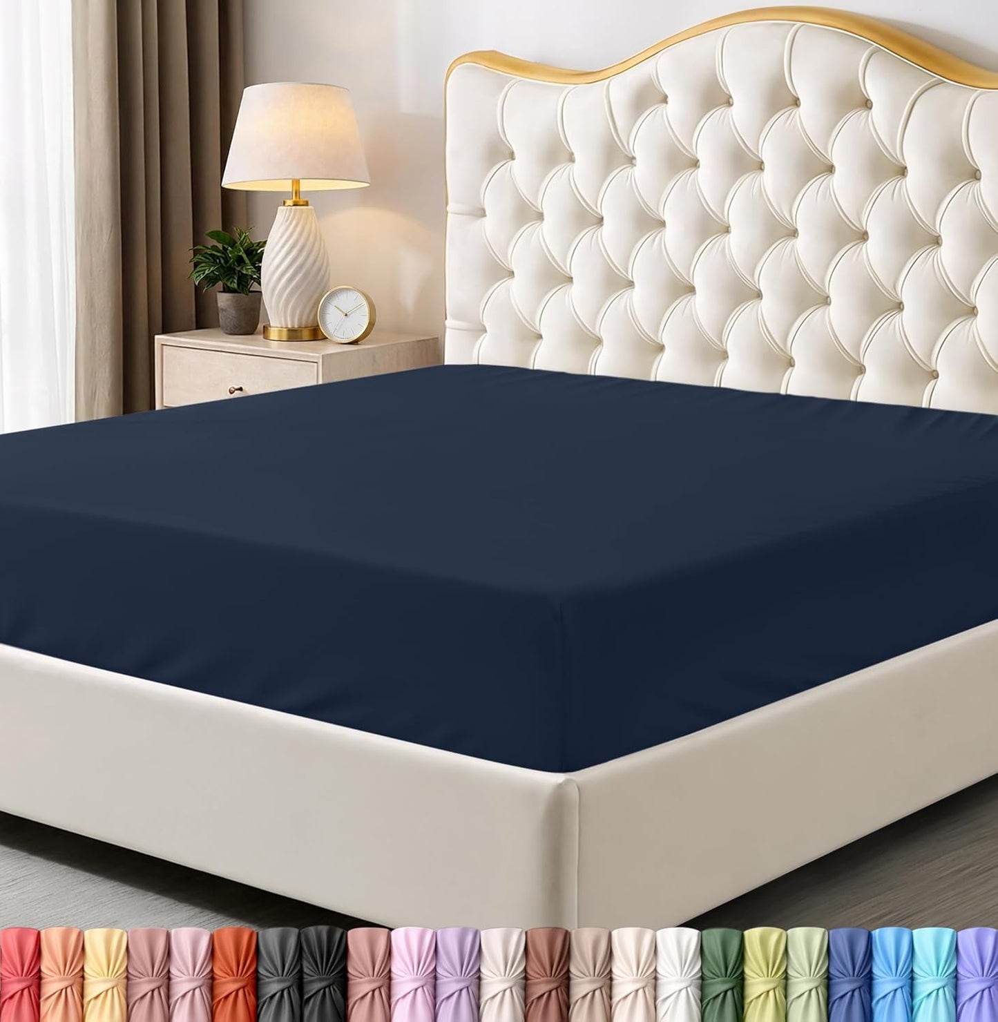 Utopia Bedding King Fitted Sheet - Soft Microfiber - Deep Pocket - Fade Resistant - Navy Color
