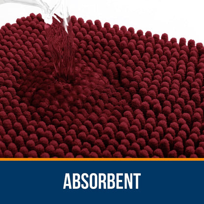 OLANLY Bathroom Runner Rugs - Soft Absorbent Chenille Mats | Quick-Dry Rubber Backing, 70x24, Burgundy