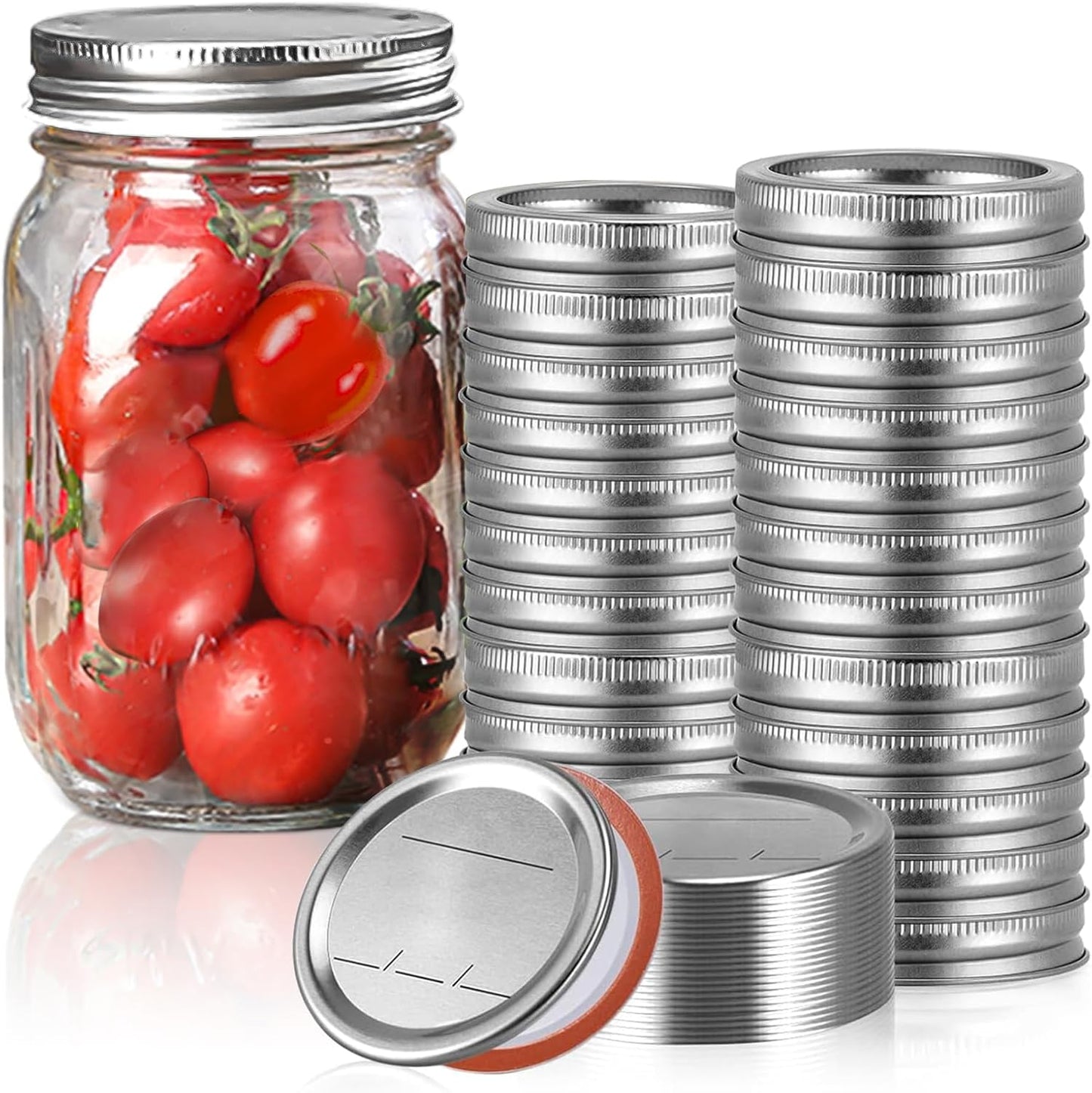Skiennix Electric Mason Jar Vacuum Sealer Kit - 48-Piece Set with Lids & Rings for Regular Mouth Jars