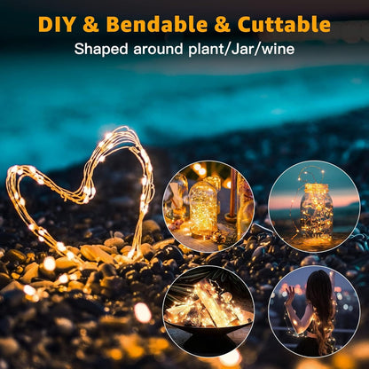 Skiennix 20 Pack Fairy Lights - Battery Operated 7ft Mini String Lights | Warm White Twinkle Lights for Weddings & Parties