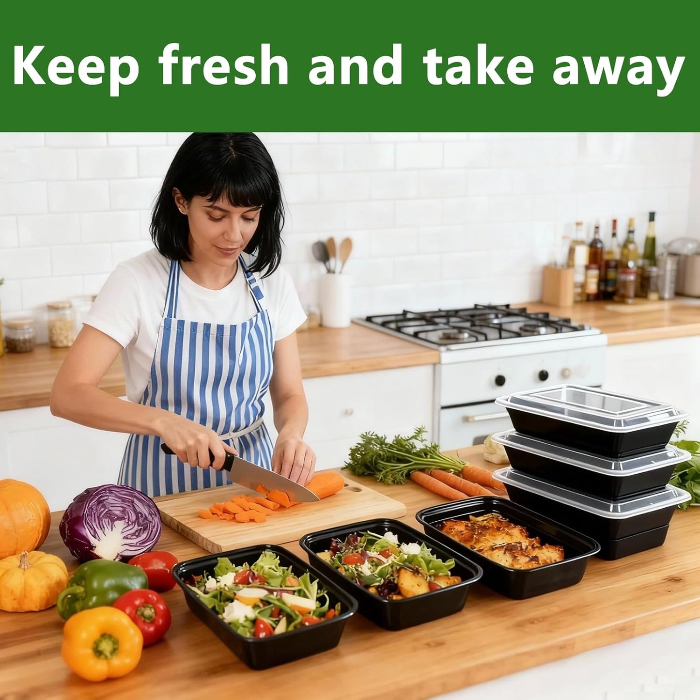 Skiennix 10-Pack 35oz Meal Prep Containers - Disposable Food Storage with Lids, Microwave & Dishwasher Safe