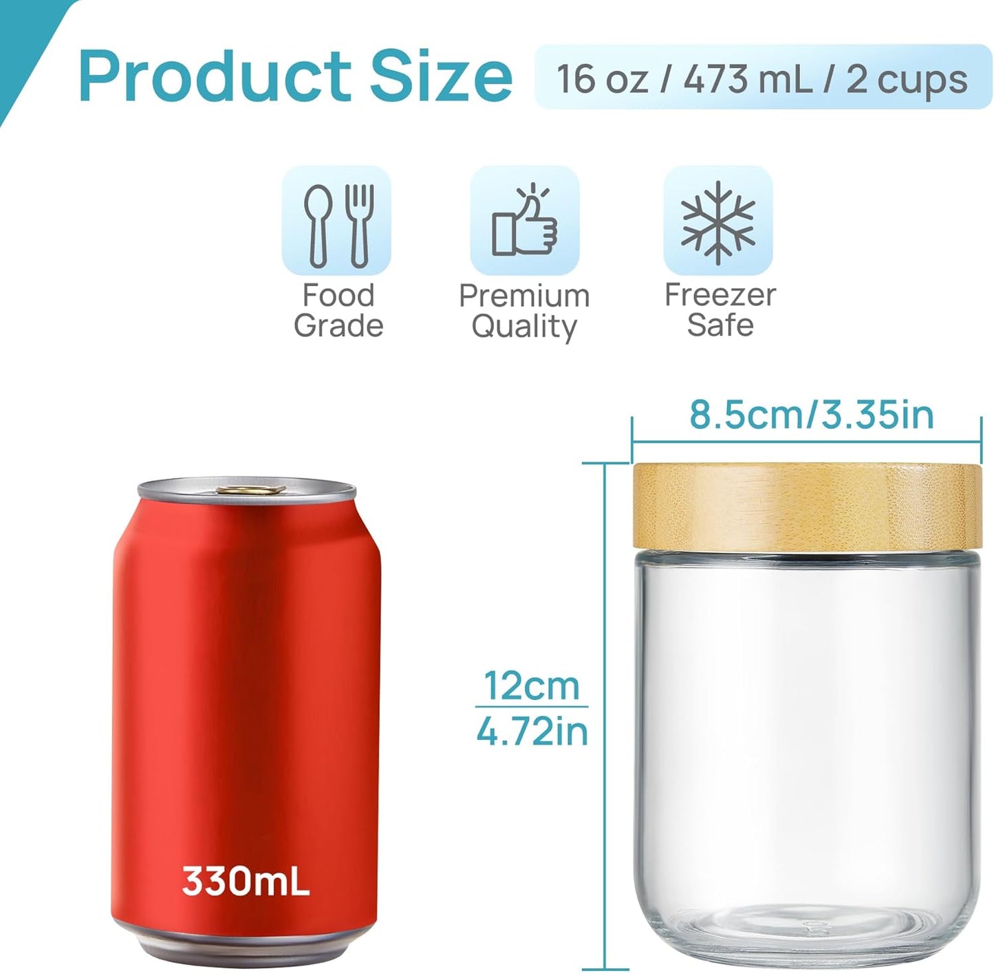 Vtopmart Glass Storage Containers - 8 Pack & Overnight Oats Jars - Durable, BPA-Free Design