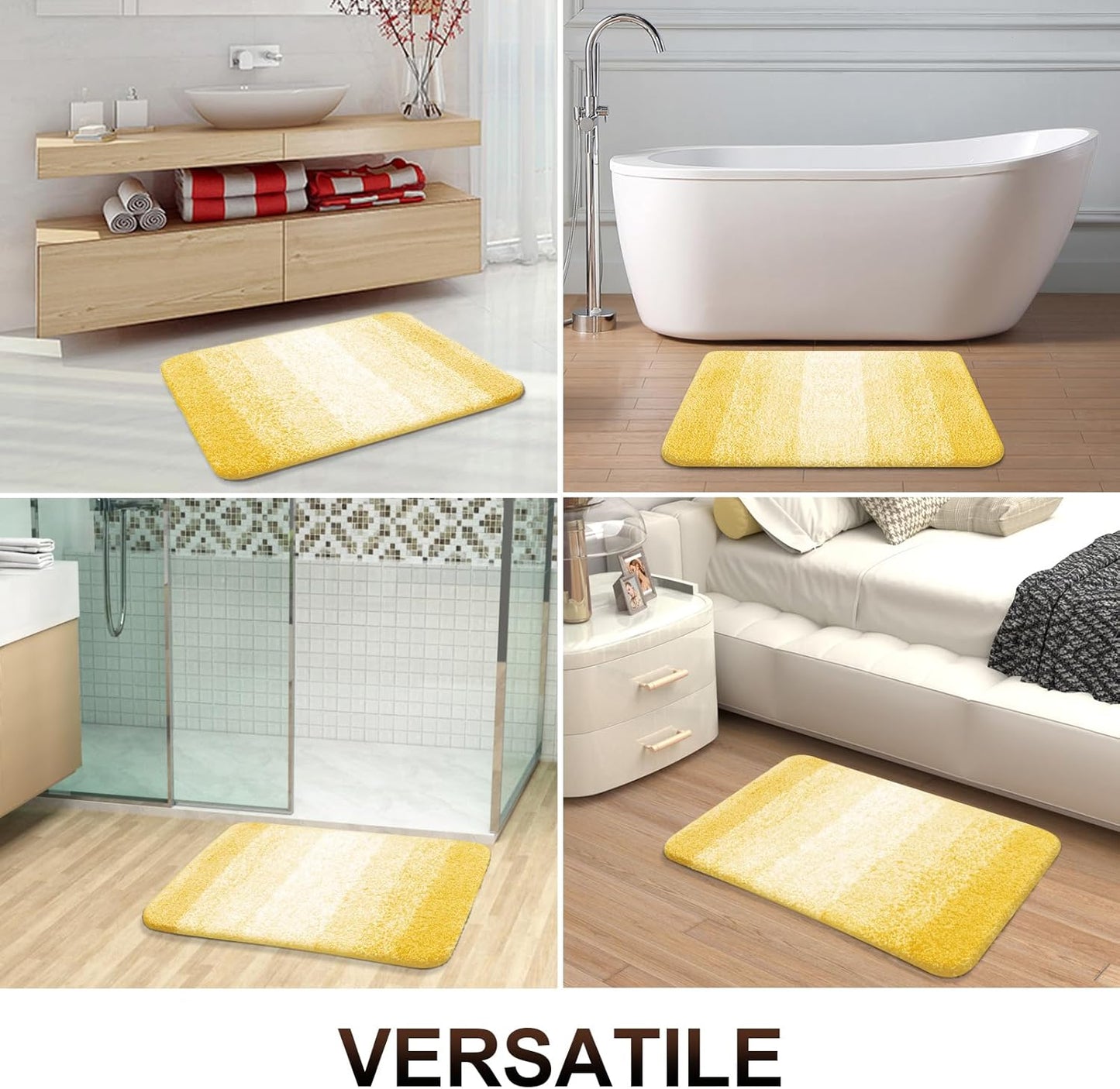 OLANLY Bathroom Rugs - Extra Soft Microfiber Mat, Quick Dry & Machine Washable | 36x24, Yellow