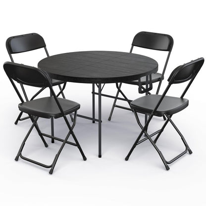Our Modern Space 3.5 Feet Circular Round Foldable Table with Built in Handle & Steel Legs | Heavy Duty Portable | Perfect for Party, Dining, Wedding, Events, Picnic Indoor, Outdoor, Camping, Utility