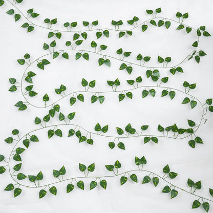 Suddus Artificial Pothos Leaves - 33 Feet Faux Greenery Hanging Garland for Home & Garden Decor