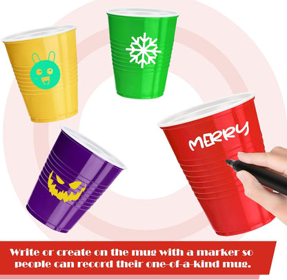 Skiennix 12 Oz Colorful Disposable Plastic Cups - 120 Pcs for Parties, Picnics & Events