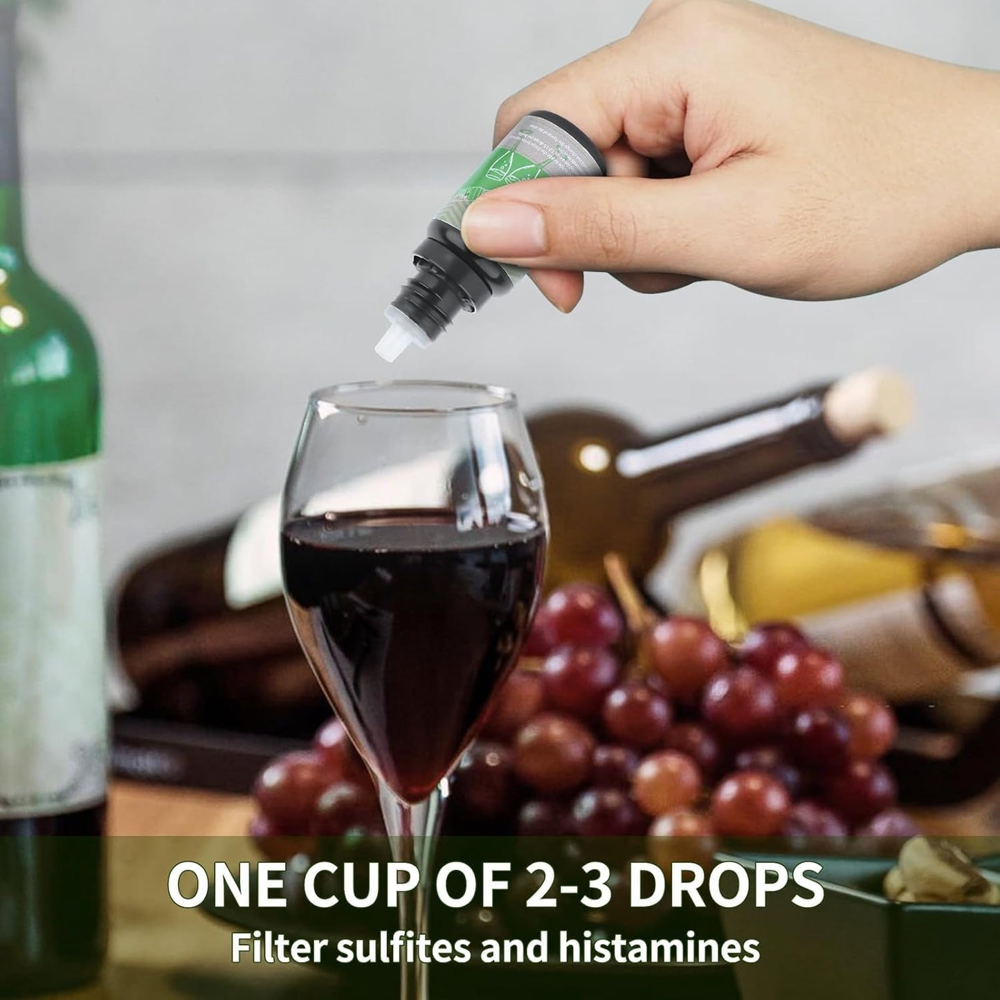 Wine Sulfite Remover Drops, Clerona Wine Filter Drops, Wine Filters for Histamines and Sulfite, the Wine Purifier, Naturally Eliminate Wine Sensitivities and Allergies, (Bottle of 1)