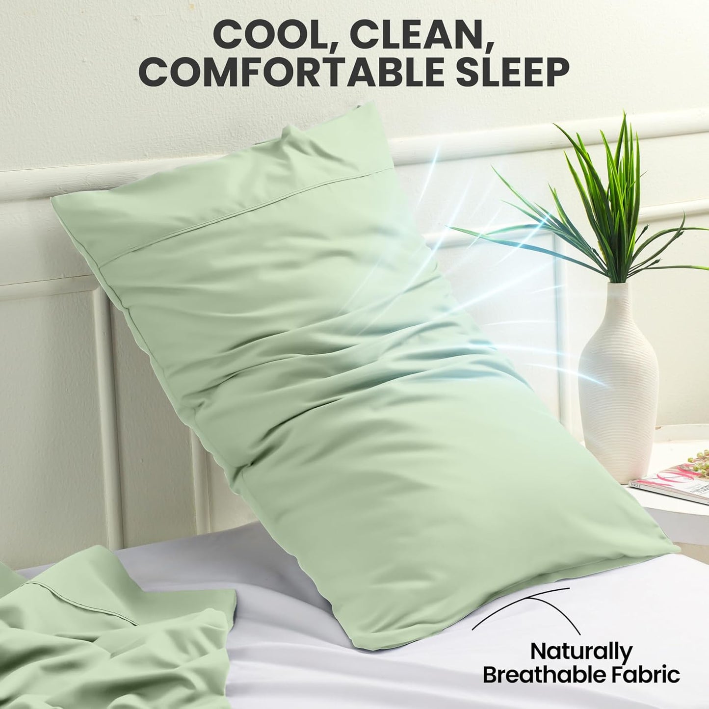 Utopia Bedding Queen Pillow Cases - Soft Brushed Microfiber - 2 Pack | Fade Resistant 20 x 30 Inches (Sage)