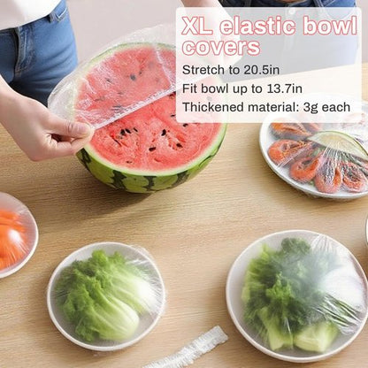 MAQIHAN 100 Extra Large Bowl Covers - Reusable Elastic Plastic Wrap for Sourdough Baking & Food Storage