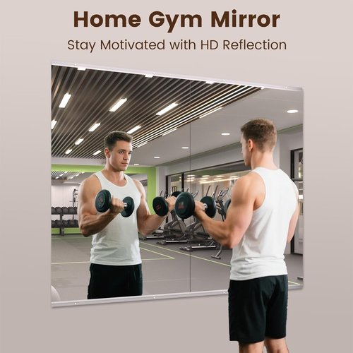 LOAAO Home Gym Mirror - Frameless 48"x24" Tempered Glass Workout Mirrors | Ideal for Home Gym & Dance Studio