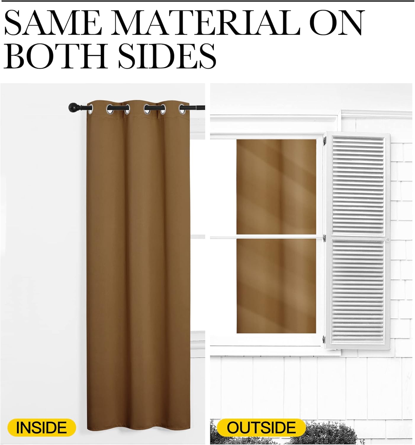 NICETOWN Blackout Curtains - Noise Reducing & Draft Blocking | 63-Inch Length, Gold Brown (2 Panels)