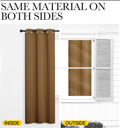 NICETOWN Blackout Curtains - Noise Reducing & Draft Blocking | 68-Inch Length, 2 Panels in Gold Brown