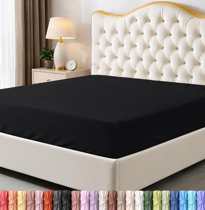 Utopia Bedding King Fitted Sheet - Soft Microfiber - Deep Pocket - Fade Resistant - Easy Care (Black)