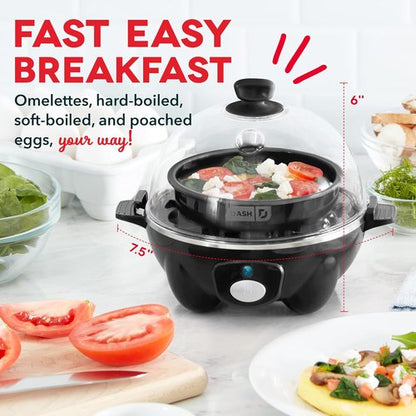 Dash Rapid Egg Cooker | Versatile Boiler, Poacher & Steamer - Holds 7 Eggs - Dishwasher Safe, Black