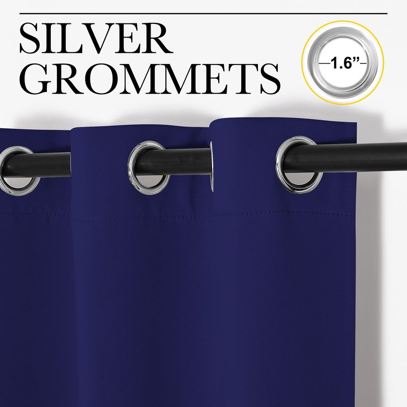 NICETOWN Navy Blue Blackout Curtains 48 inches Length for Laundry Room, 2 Panels, 42" Wide, Thermal Insulated Decoration Drapes for Short Window