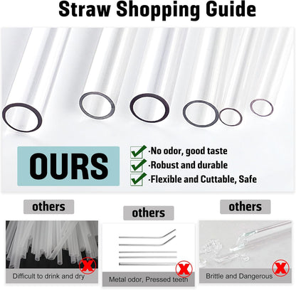 PROOCI 12" Replacement Straws - 10-Pack Food Grade Tritan Plastic for Stanley & Yeti Tumblers | Clear Reusable Straws with Cleaning Brush