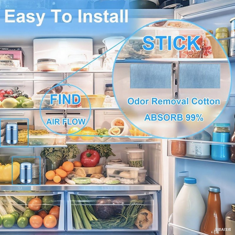 Refrigerator Deodorizer fridge odor Eliminator - Activated Carbon cotton Deodorizers for Fridge, Freezer, Room, RV, Car, Closet, Shoe Cabinets and More