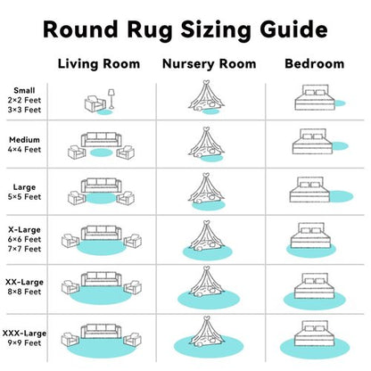 OLANLY Teal Blue Round Rugs for Bedroom - Machine Washable, 9 ft Circle Area Rugs for Living Room, Soft and Fluffy Shaggy Carpet for Teen Girls and Boys, Nursery Rooms, Dorms, Home Decor Aesthetic