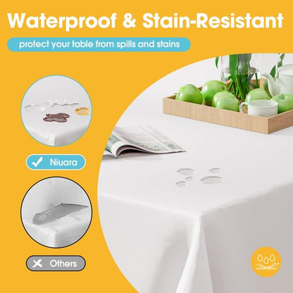 Niuara White Plastic Table Cloth - 4 Pack 54" × 108" Rectangle Disposable Tablecloths for 6FT Tables, Table Cover for Party, Holiday & Gathering Use