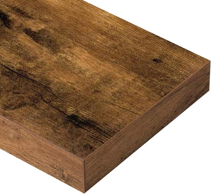 QEEIG Floating Shelves - Rustic Brown Wall Mounted Shelf Set of 2 | 39.4" Long for Home Decor & Display