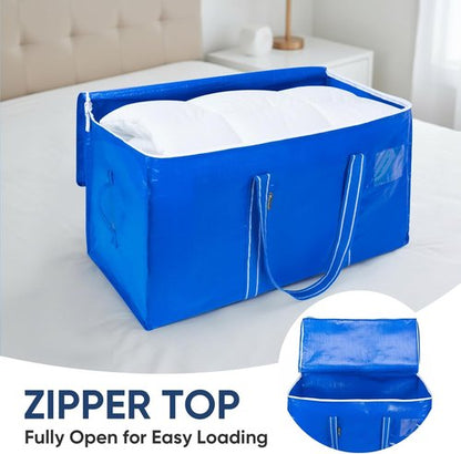 BALEINE 4-Pack Oversized Moving Bags - Heavy-Duty Storage Totes with Reinforced Handles | Royal Blue