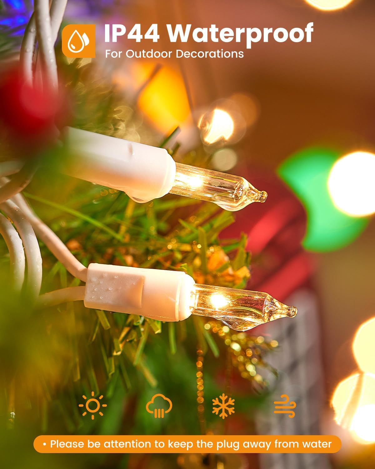 Minetom Clear Christmas Lights Set - 100 Count Mini String Lights for Indoor Decor | 20 Feet, White Wire
