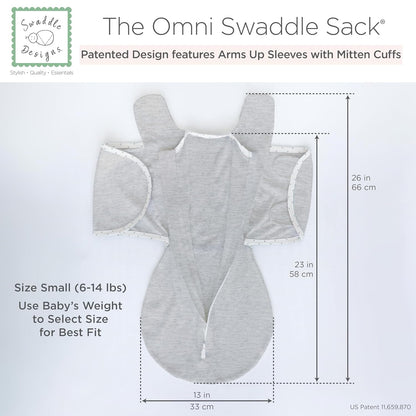 SwaddleDesigns 6-Way Omni Swaddle Sack - Arms Up Design for Newborns | Calms Startle Reflex, Improves Sleep, Small (0-3 Mo, 6-14 lbs), Heathered Peach Blush