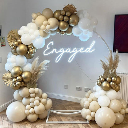 PartyWoo White Sand Balloons - 120pcs Boho Neutral Balloon Arch Kit | 5-18 Inch Sizes for Weddings & Parties