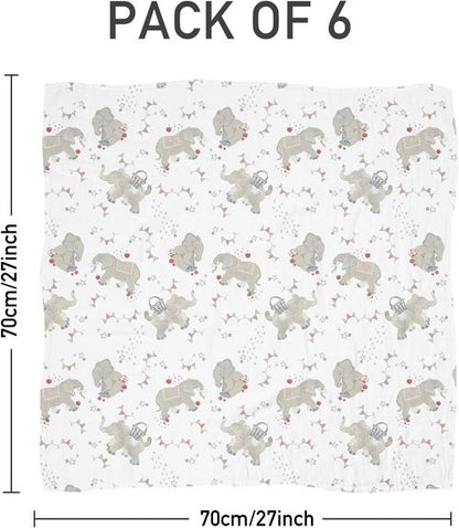 Graceful Baby Burp Cloths - Large 27 x 27 Inches | 6 Pack Soft Muslin Burping Rags for Newborns