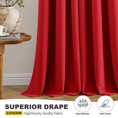 MIULEE Christmas Red Blackout Curtains for Bedroom Living Room 90 Inches Long 2 Panels, Thermal Insulated Room Darkening Drapes Solid Grommet Top Light Blocking Window Treatments 40x90 Inch