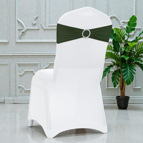 MDS Spandex Chair Sashes - Universal Elastic Stretch Ties with Buckle for Weddings | Olive Green, Pack of 125