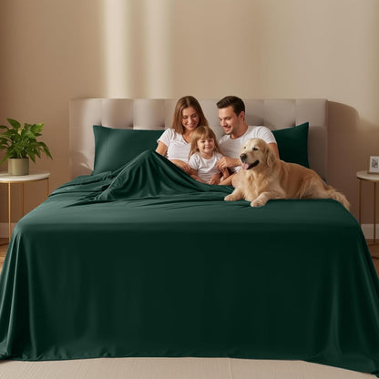 Utopia Bedding King Size Sheet Set - Soft, Breathable Microfiber | 4-Piece in Emerald Green