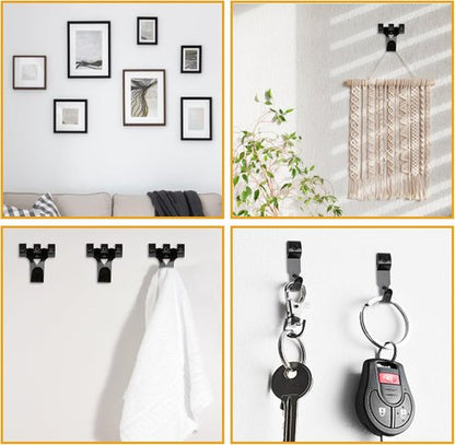 KURUI Picture Hanging Kit - 385Pcs Heavy Duty Hooks, Sawtooth & Nails for Frames | Black