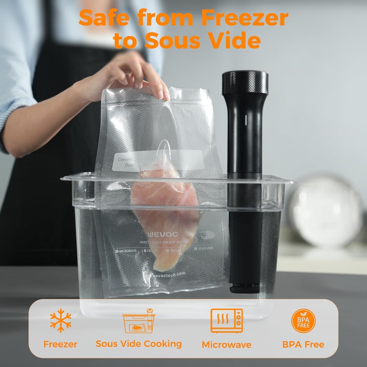 Wevac Vacuum Sealer Bags - Heavy-Duty BPA-Free Food Storage | 50 Count (6"×10"), Puncture-Resistant & Freezer Safe
